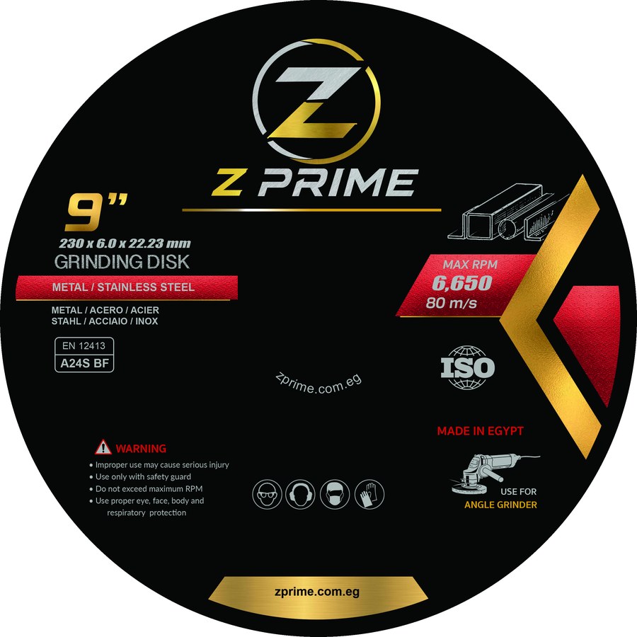 Z Prime 9 inch grinding disc